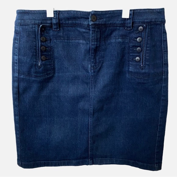 Lauren Jeans Co, Classic Denim Pencil Knee Length Button Detail Cotton S… - Picture 1 of 7